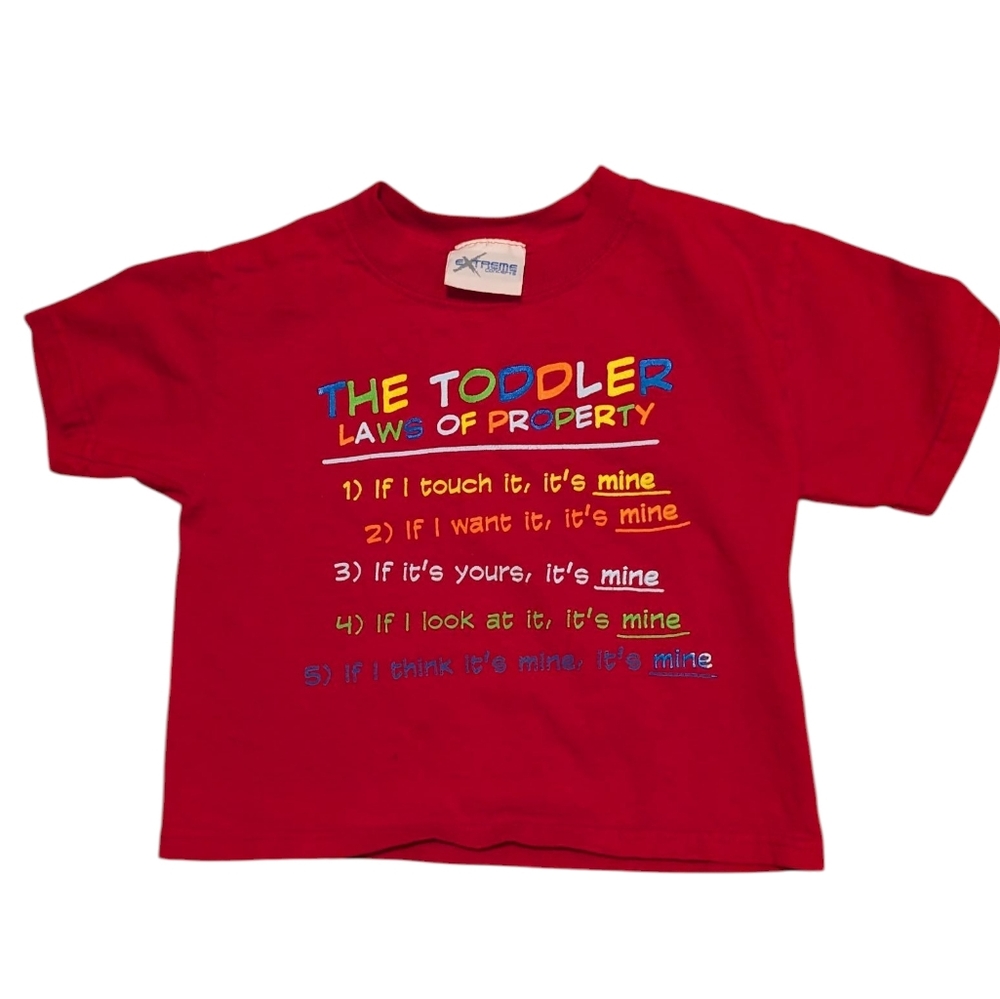 Vintage Red Toddler Rules Short Sleeve T-Shirt with Funny Print